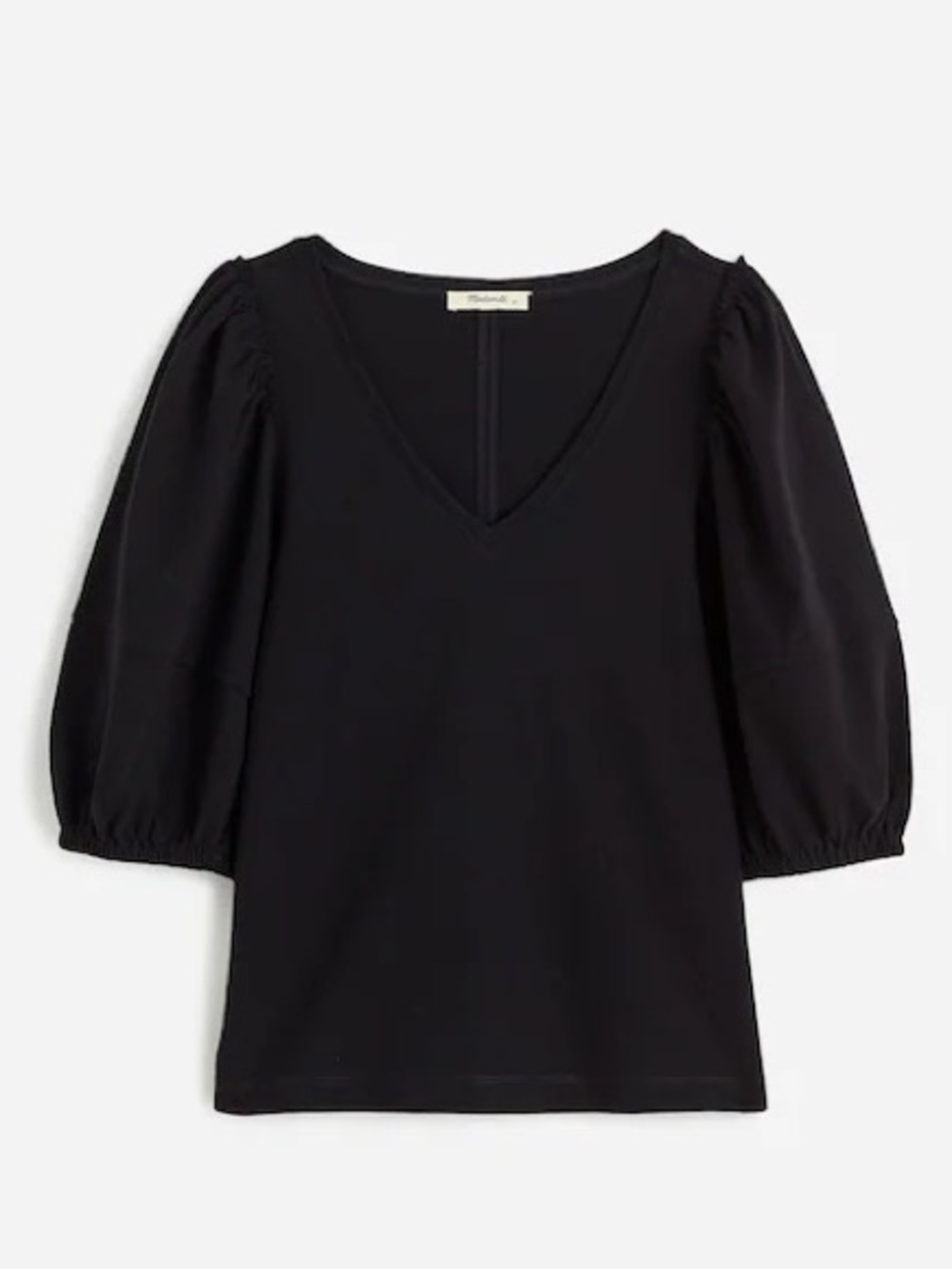Madewell Puff-Sleeve V-Neck Tee - Jet Black